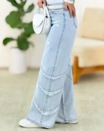 شلوار واید لگ پایین جیب دار یخی کدg927-2