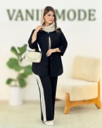 شومیز آستین پاگون دار و شلوار گیپور کدh360−1