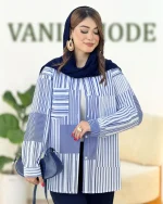 شومیز راه راه آبرنگی جلو دکمه دار کدh362-1