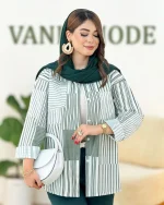 شومیز راه راه آبرنگی جلو دکمه دار کدh362-6