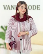 شومیز راه راه آبرنگی جلو دکمه دار کدh362-8