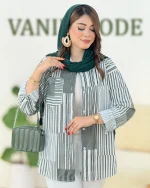 شومیز راه راه آبرنگی جلو دکمه دار کدh362−1