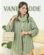 شومیز راه راه پایین هلال دار کد h144