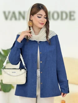 شومیز شانتون ژاکارد آستین پاگون دار کد h146