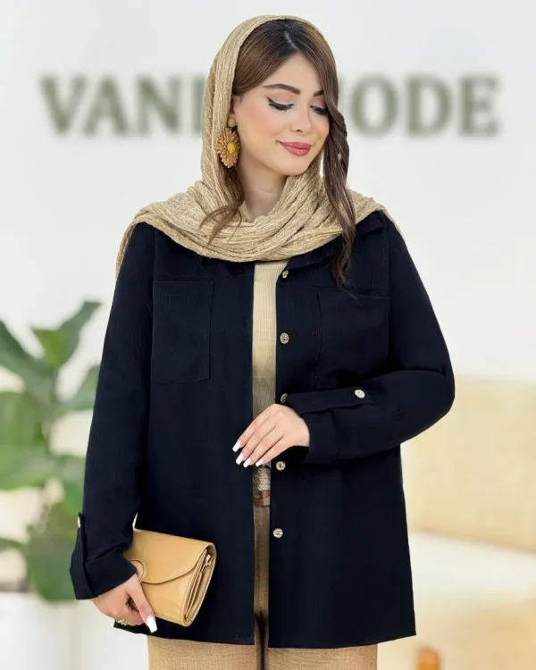 شومیز شانتون ژاکارد آستین پاگون دار کد h146