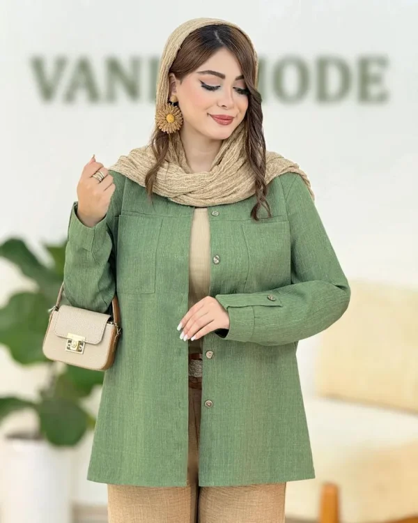 شومیز شانتون ژاکارد آستین پاگون دار کد h146