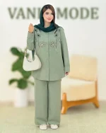 شومیز شلوار قیطون دوزی کدh317