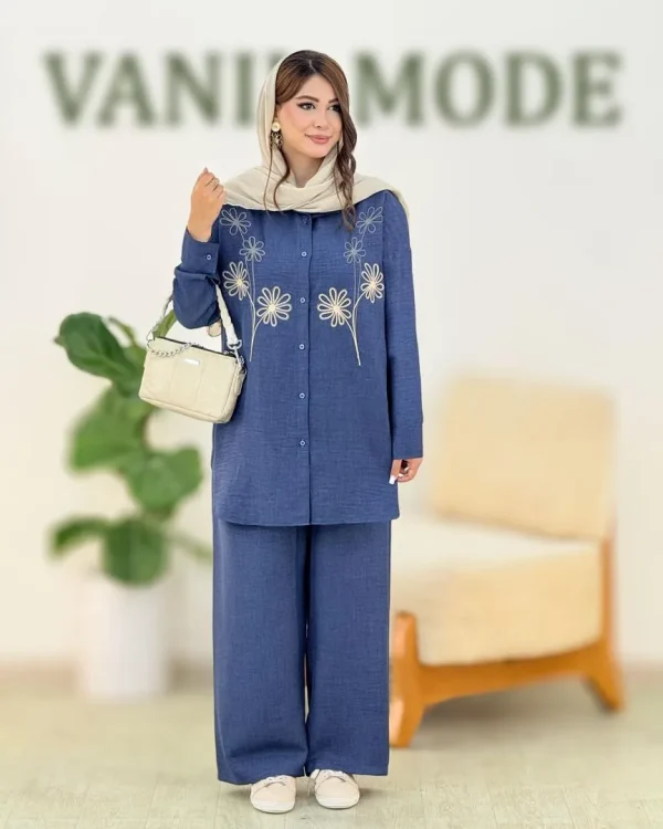 شومیز شلوار قیطون دوزی کدh317