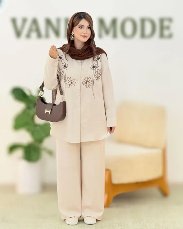 شومیز شلوار قیطون دوزی کدh317