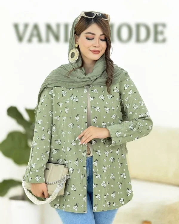 شومیز کریشه گل گچی کد g961
