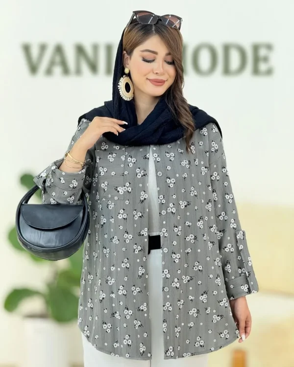 شومیز کریشه گل گچی کد g961