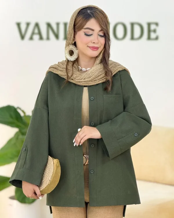 مانتو لینن سرشانه افتاده کد h246