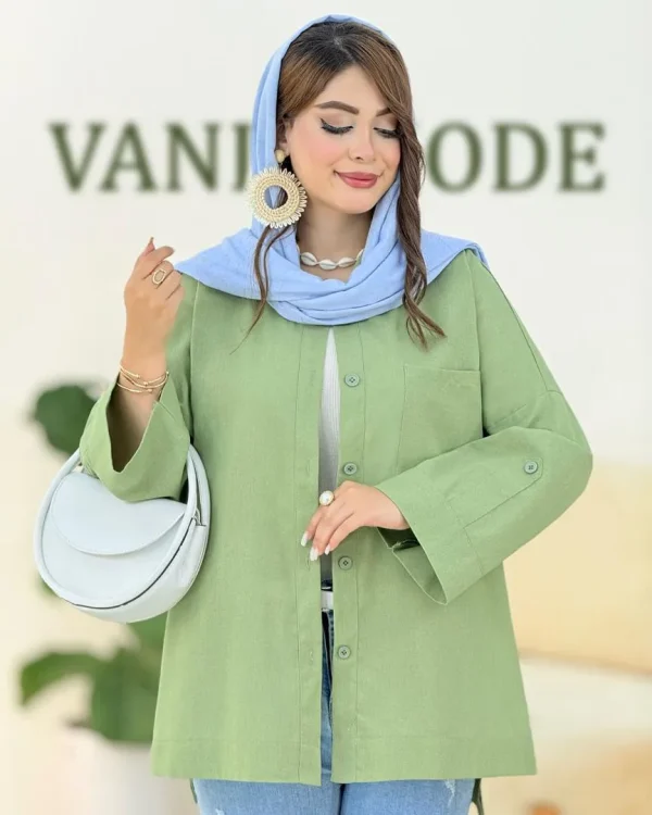 مانتو لینن سرشانه افتاده کد h246
