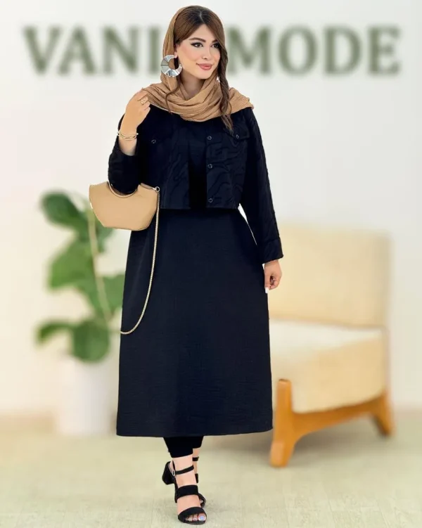 کت آستین پاکتی و سارافون بلند کدh324