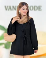 کت یقه آرشال بنددار کد h184 3