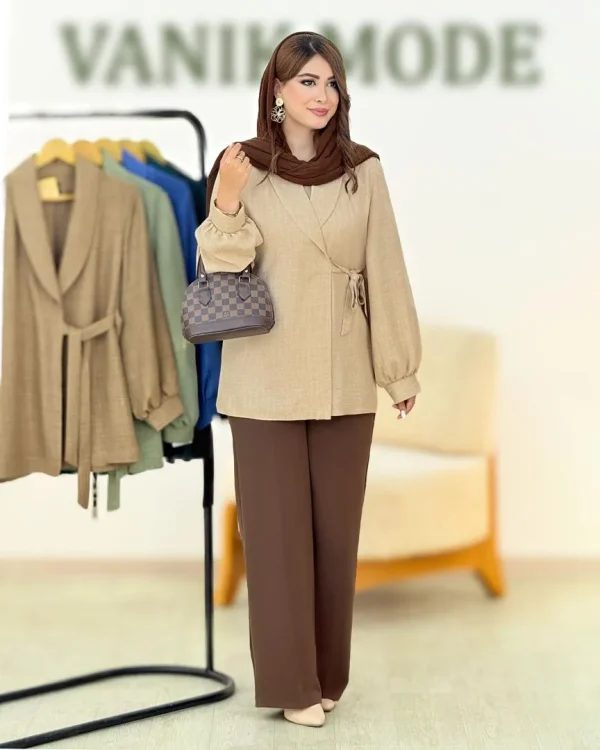 کت یقه آرشال بنددار کد h184