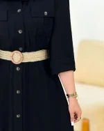 کفتان پانچ مشکی به همراه کمربند کدh300 2