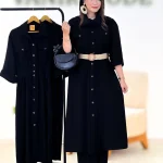 کفتان پانچ مشکی به همراه کمربند کدh300