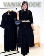 کفتان پانچ مشکی به همراه کمربند کدh300 3