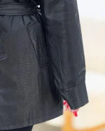 مانتو چرم جلو زیپی همراه کمربند