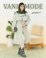 بارانی بلند جلیقه دار یقه انگلیسی کد H396 (4)
