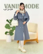 بارانی بلند جلیقه دار یقه انگلیسی کد H396 (7)