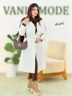 بارانی بلند جلیقه دار یقه انگلیسی کد H396