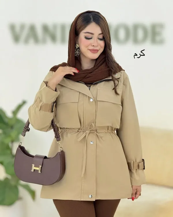 بارونی کلاه دار سانتانا یقه بند دار کد H389