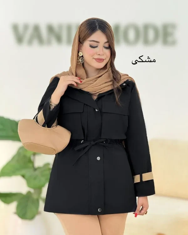 بارونی کلاه دار سانتانا یقه بند دار کد H389