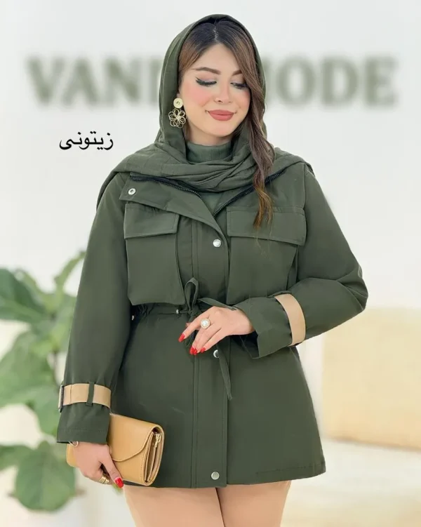 بارونی کلاه دار سانتانا یقه بند دار کد H389