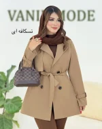 بارونی کوتاه کتان کجراه یقه انگلیسی کد h500 (5)