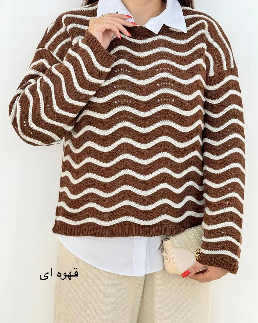 بلوز بافت یقه سه سانت راه راه کد H414