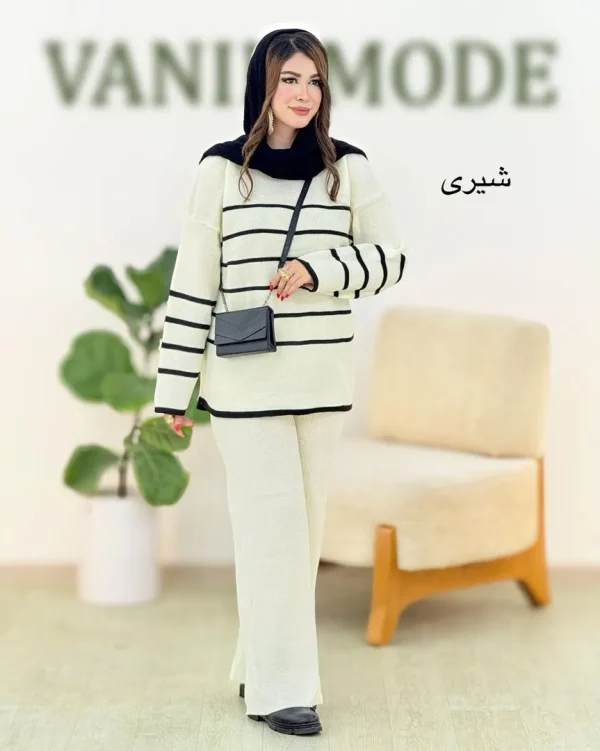 بلوز شلوار کمر کش بافت کد H424
