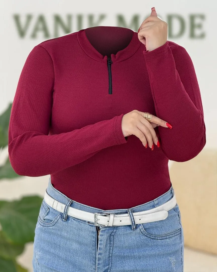 بلوز نیم زیپ یقه سه سانت کد H405 بلوز نیم زیپ یقه سه سانت کد H405