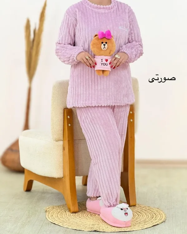 بلوز یقه گرد شلوار راسته تدی کد h476