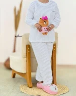 بلوز یقه گرد شلوار راسته تدی کد h476 6