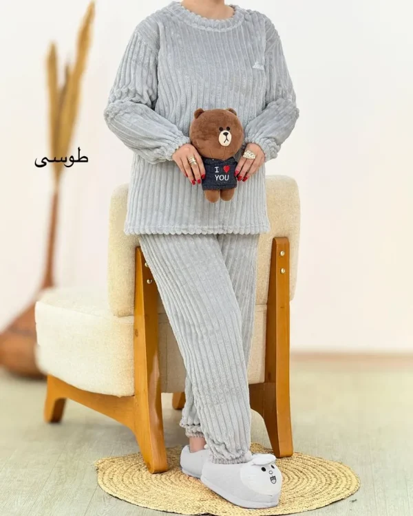 بلوز یقه گرد شلوار راسته تدی کد h476