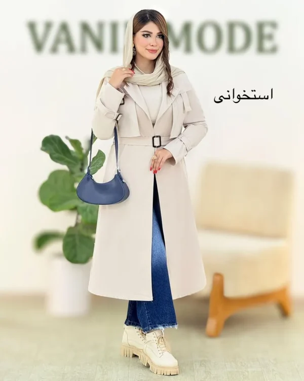 ترنچ کت بلند یقه سگک کد h472
