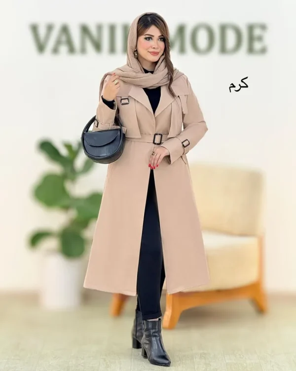 ترنچ کت بلند یقه سگک کد h472