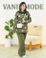 ست بافت بلوز شلوار یقه گرد کد H392