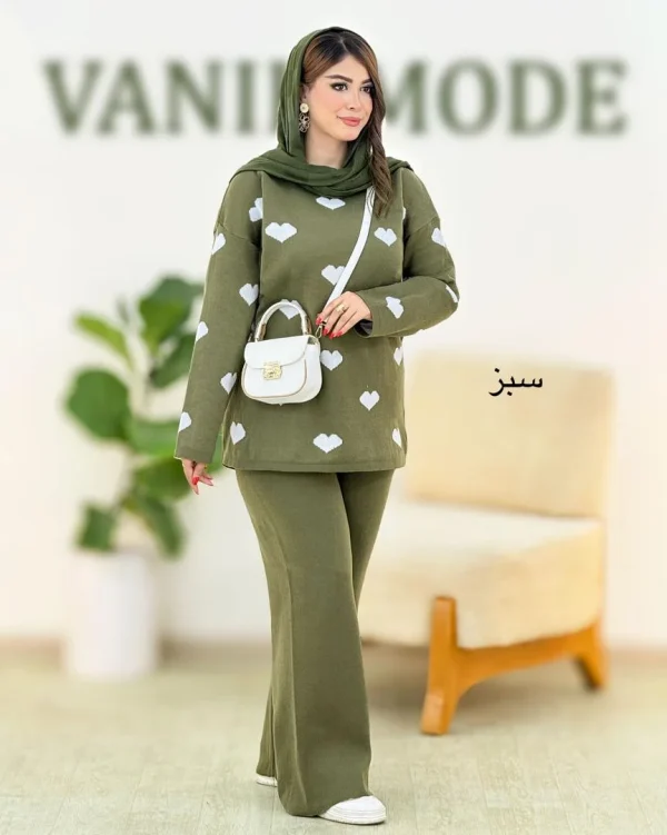 ست بافت بلوز شلوار یقه گرد کد H392