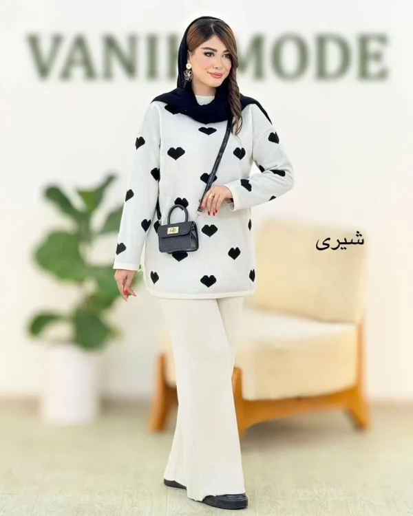 ست بافت بلوز شلوار یقه گرد کد H392