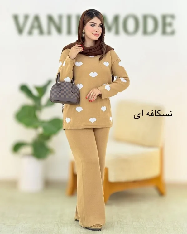 ست بافت بلوز شلوار یقه گرد کد H392