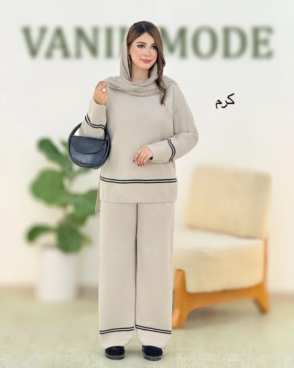 ست بلوز شلوار بافت دو خط کد h462