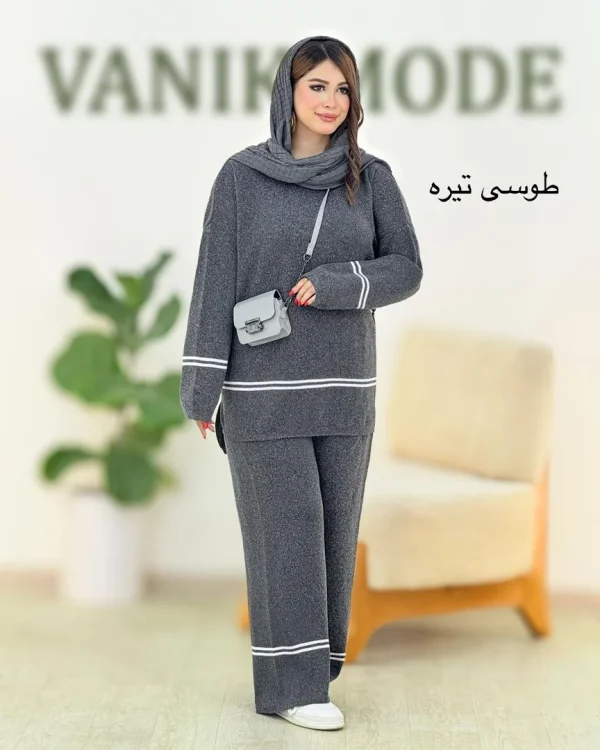 ست بلوز شلوار بافت دو خط کد h462