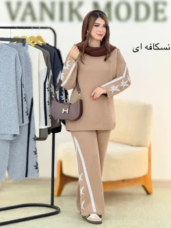 ست بلوز شلوار بافت طرح برگ کد h461