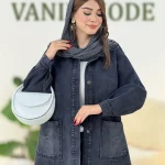 مانتو آستین مچ دار جین ذغالی کد h363