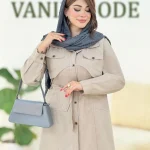 مانتو تیکه دوزی کتان بند دار کد h379