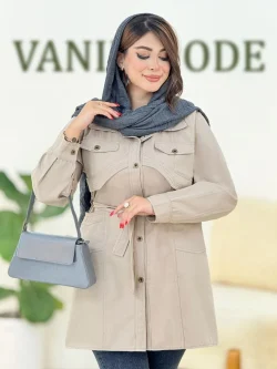 مانتو تیکه دوزی کتان بند دار کد h379