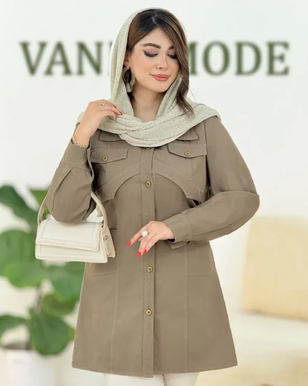 مانتو تیکه دوزی کتان بند دار کد h379